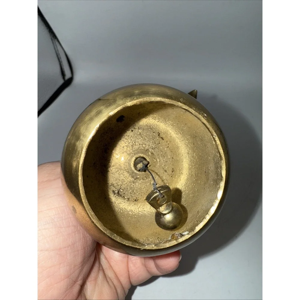 Vintage Solid Brass Apple Bell Teacher's Paperweight Classroom Decor W/PATINA